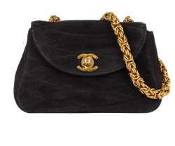 Vintage Timeless Micro Bag, Suede, Blk, 2047867(1991/94), 2*